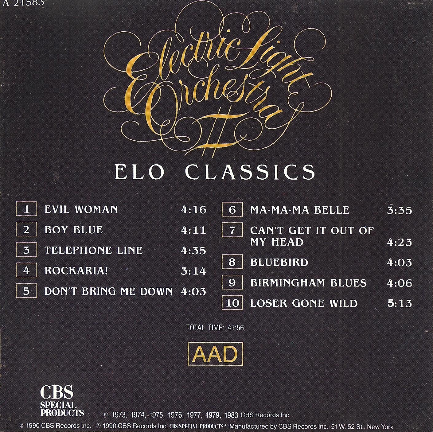 Electric Light Orchestra  ELO Classics : Front + Inlay